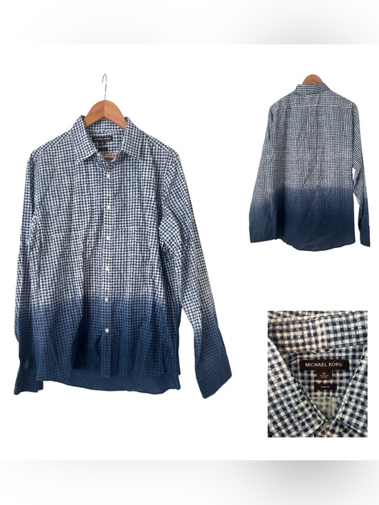 Michael Kors Other - Michael Kors Slim Fit Dip-Dyed Gingham Linen Shirt